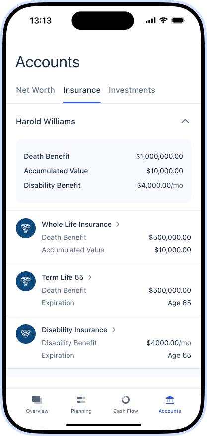 Mobile app — portfolio view